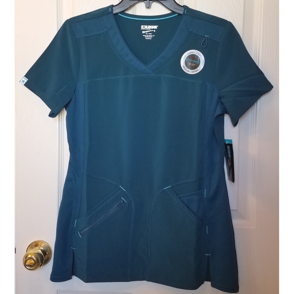 ScrubStar Women Performance V-neck Scrub Top Teal X-Small NEW